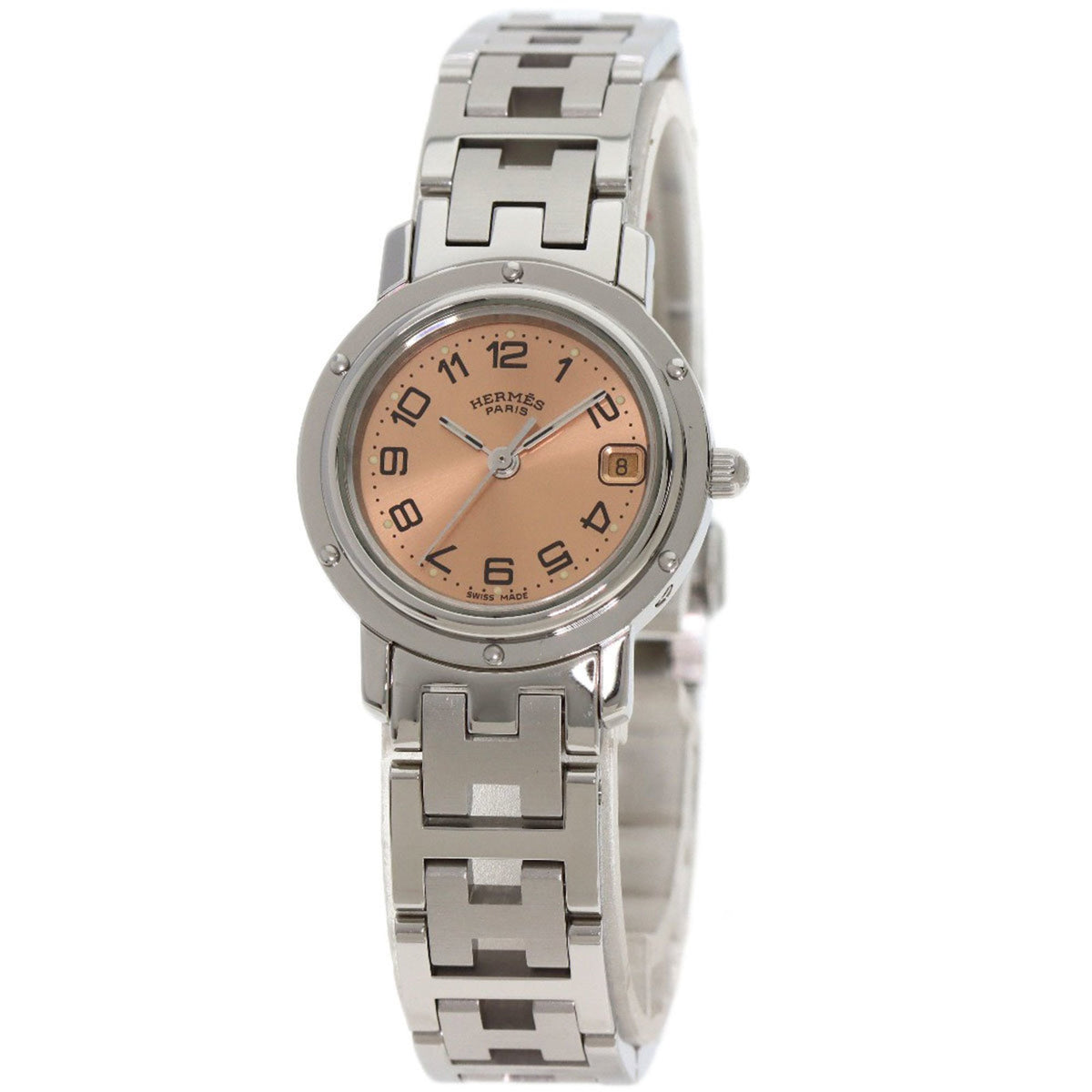 Pre-Owned Hermes CL4.210 Clipper Watch Stainless Steel SS Ladies HERMES