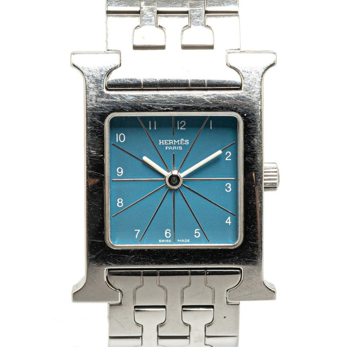Pre-Owned Hermes H Watch Wristwatch HH1.210 Quartz Blue Dial Stainless Steel Ladies HERMES