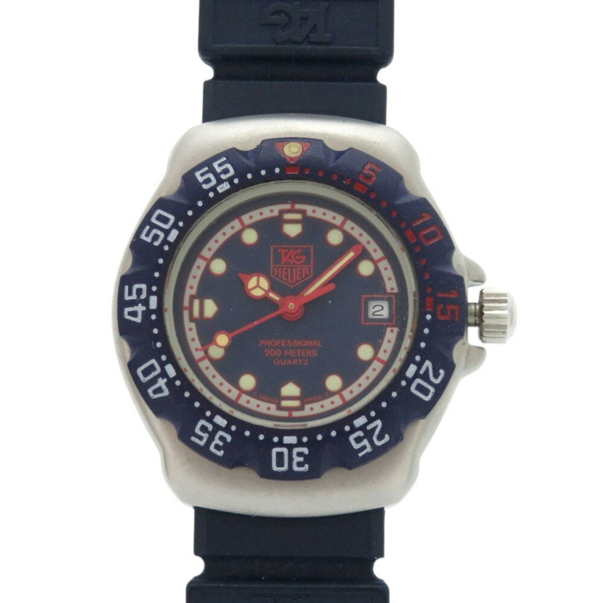 Pre-Owned TAG Heuer Formula 1 370.508 Stainless Steel Rubber Navy Quartz Wristwatch 1911 HEUER