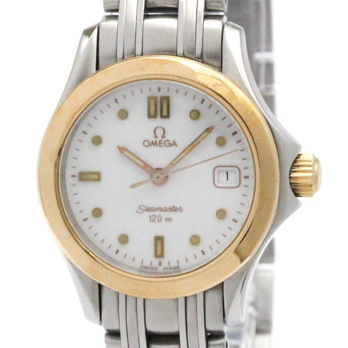 Pre-Owned OMEGA Seamaster 120M Pink Gold Steel Quartz Ladies Watch 2483.20 Polished