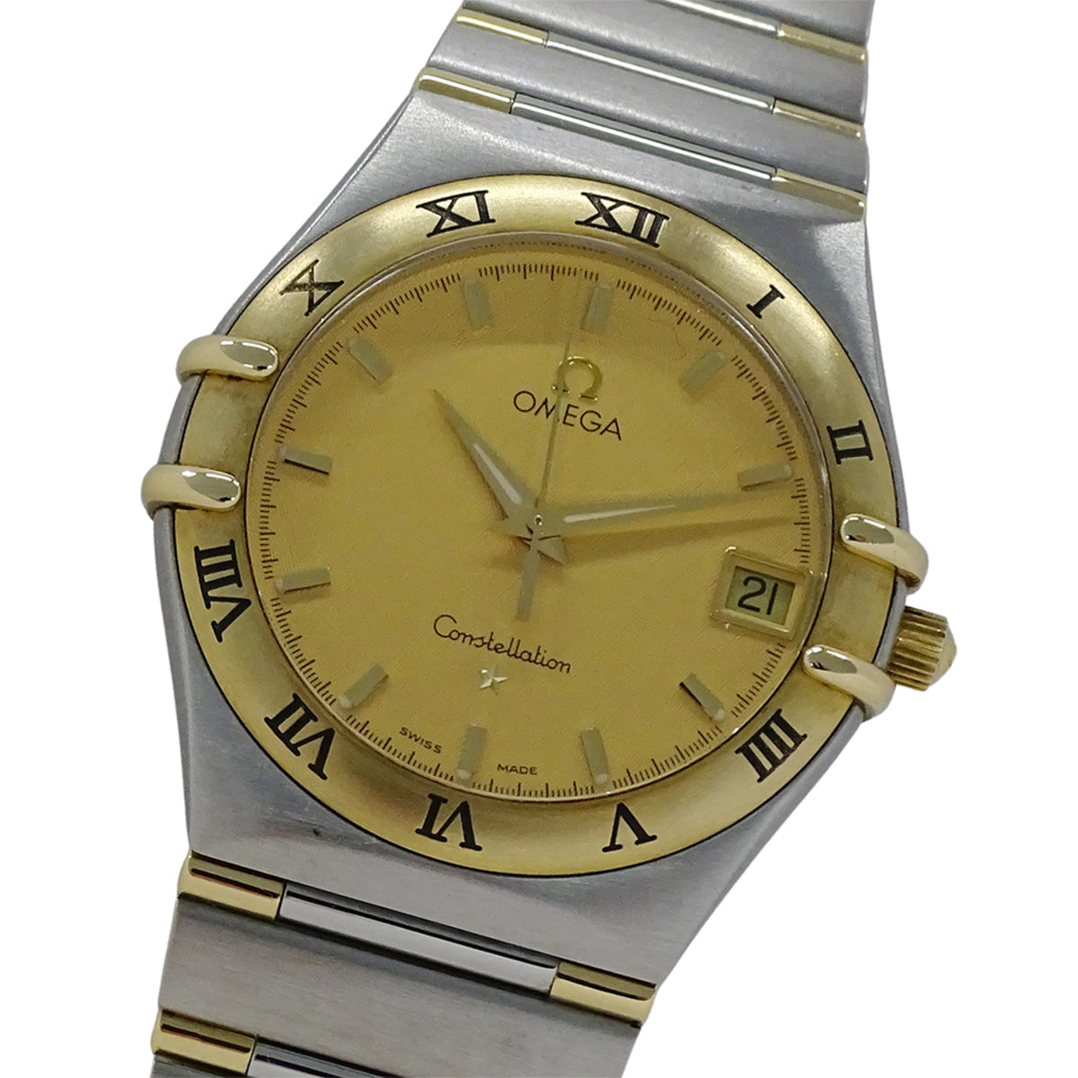 Pre-Owned OMEGA Constellation 1312.10 Men's Watch, Date, Quartz, QZ, Stainless Steel, Gold, Yellow Half Bar, Polished