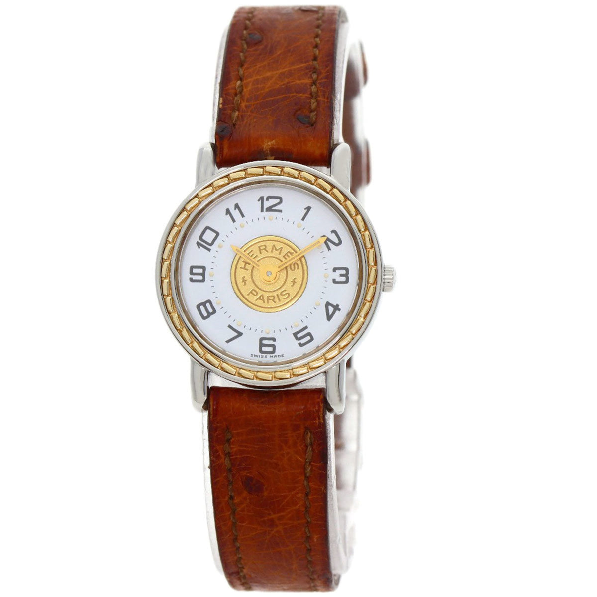 Montre Hermes Serie d'occasion en acier inoxydable et cuir pour femme HERMES 