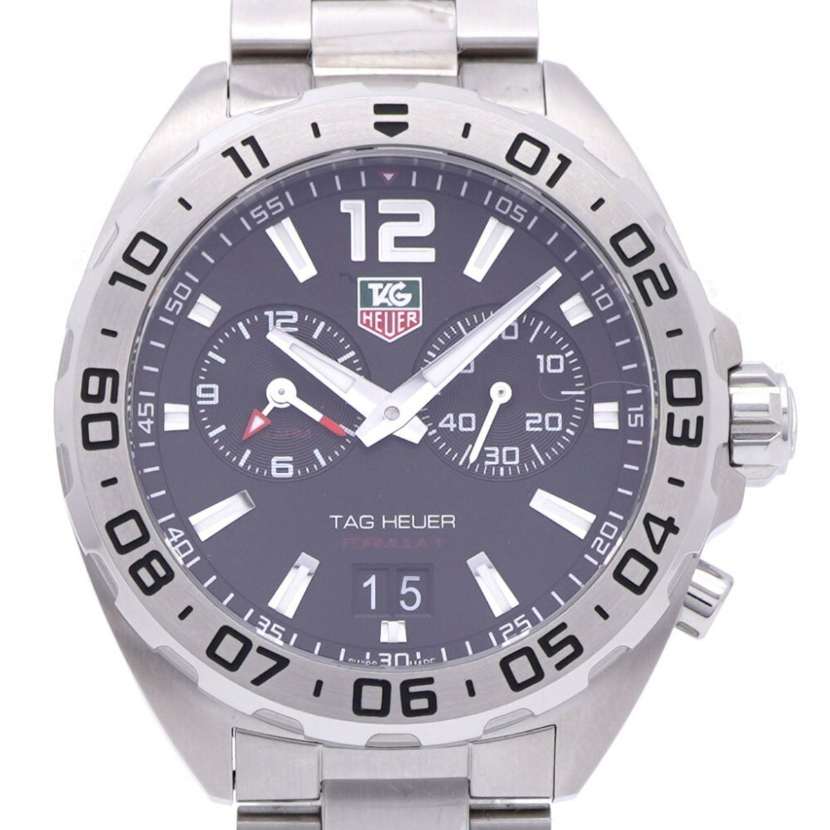 Pre-Owned Like new TAG Heuer Formula 1 Alarm WAZ111A Quartz Watch Stainless Steel Black Dial 1582TAG HEUER Men's