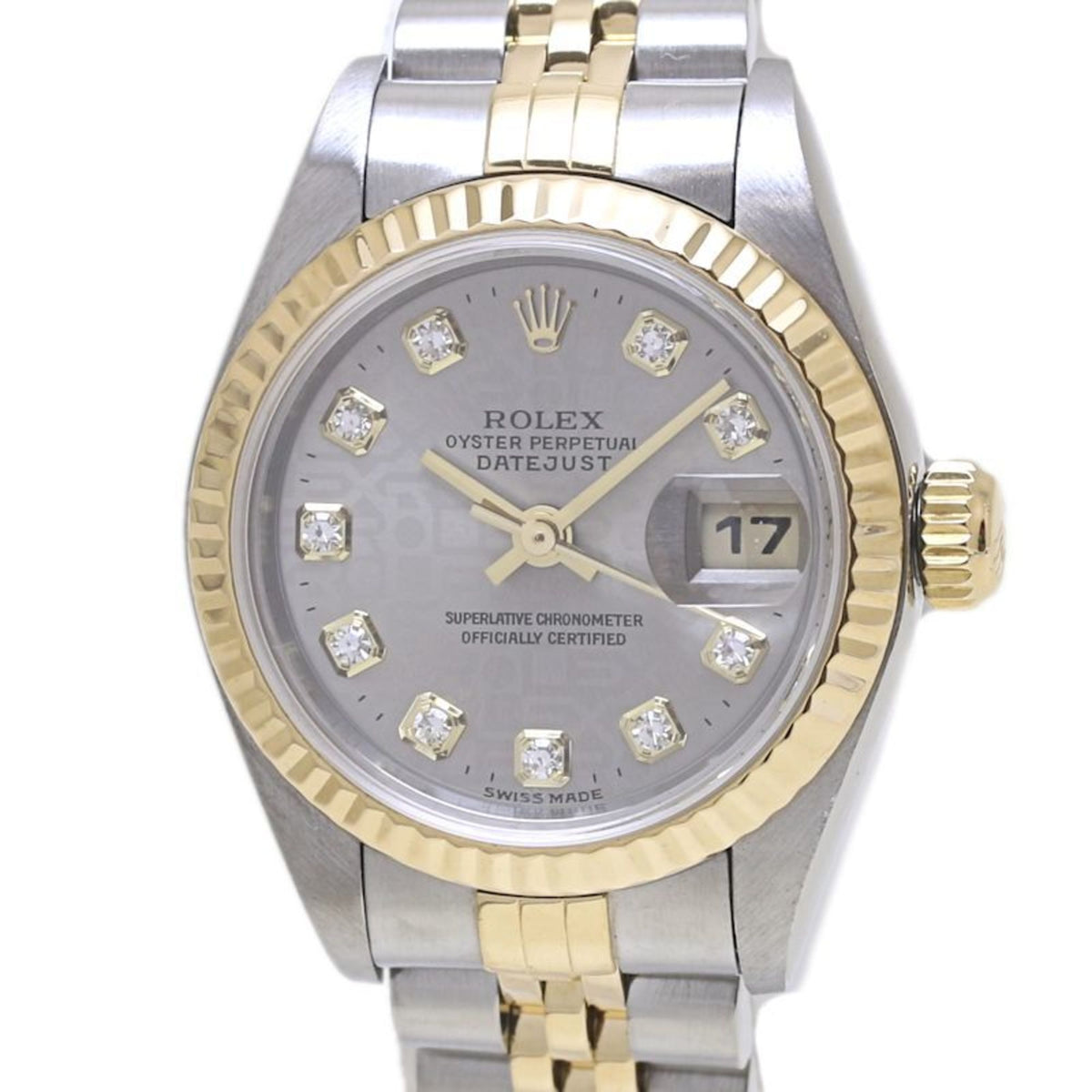 Pre-Owned ROLEX Rolex Datejust 10-Piece Diamond Gray Print Computer 79173G Women's Watch in 18K Yellow Gold and Stainless Steel 40081