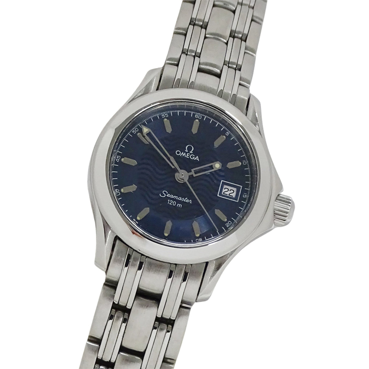 Pre-Owned OMEGA Seamaster 2581.81 Women's Watch, 120m, Date, Quartz, QZ, Stainless Steel, Silver, Navy, Polished