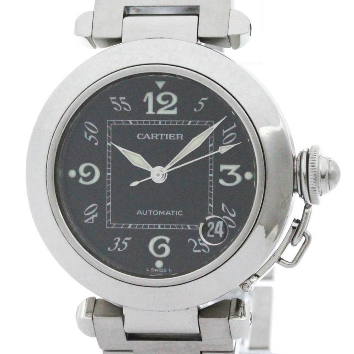 Montre unisexe automatique en acier poli CARTIER Pasha C d'occasion W31043M7 BF580014 