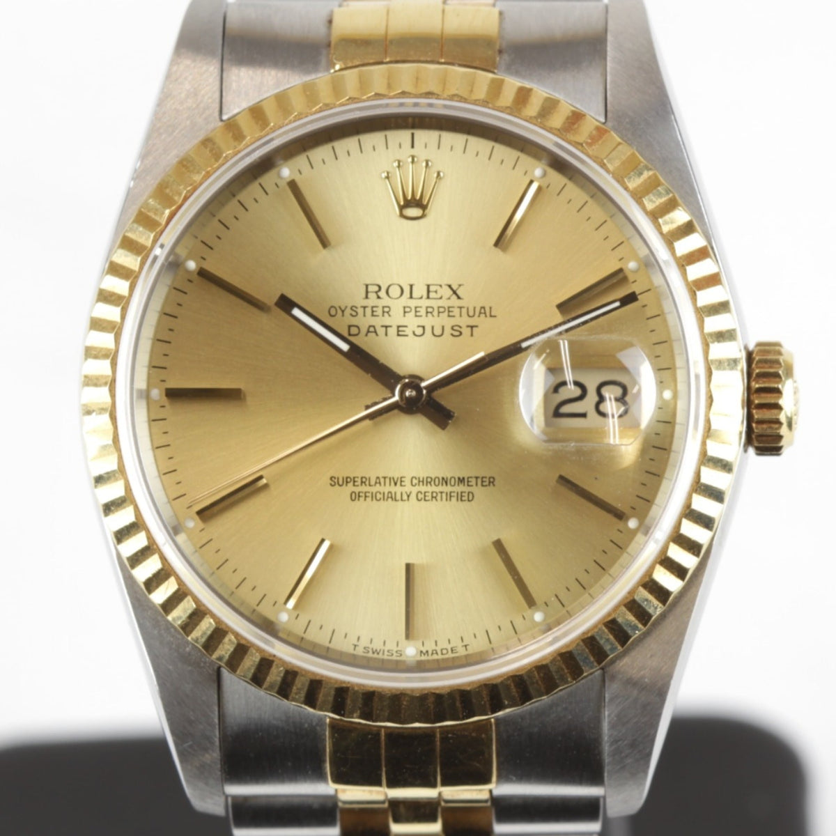 Pre-Owned ROLEX Rolex 16223 Datejust Men's Stainless Steel Automatic Watch in Gold and Silver