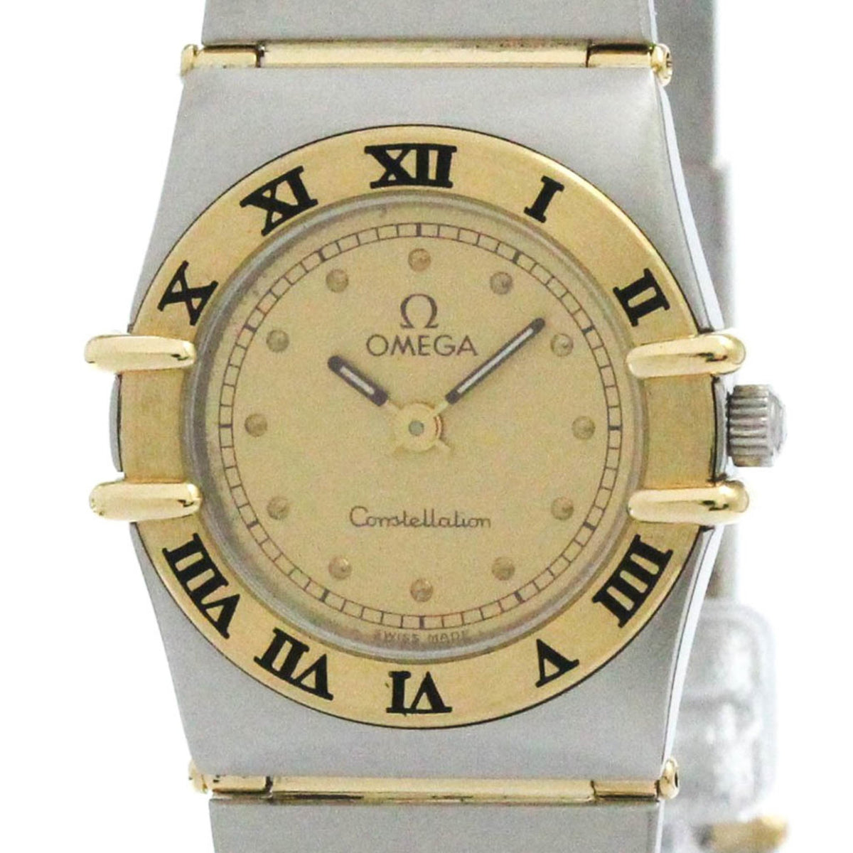 Pre-Owned OMEGA Constellation 18K Gold Steel Quartz Ladies Watch 795.1076 Polished