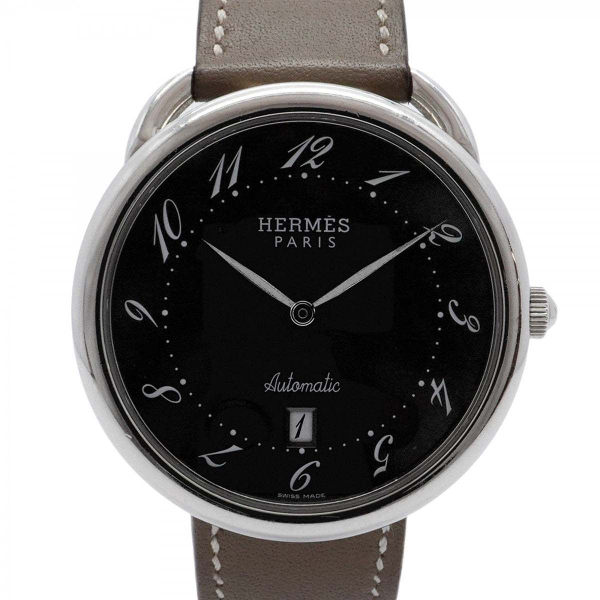 Pre-Owned Herm?s Arceau AR4.810 Men's Grey Dial Watch