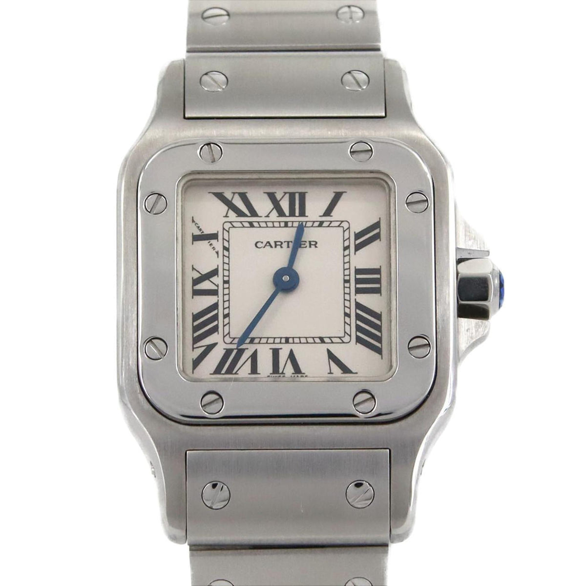 Gebrauchte Cartier Santos Galbe SM W20056D6 SS Armbanduhr Quarz 