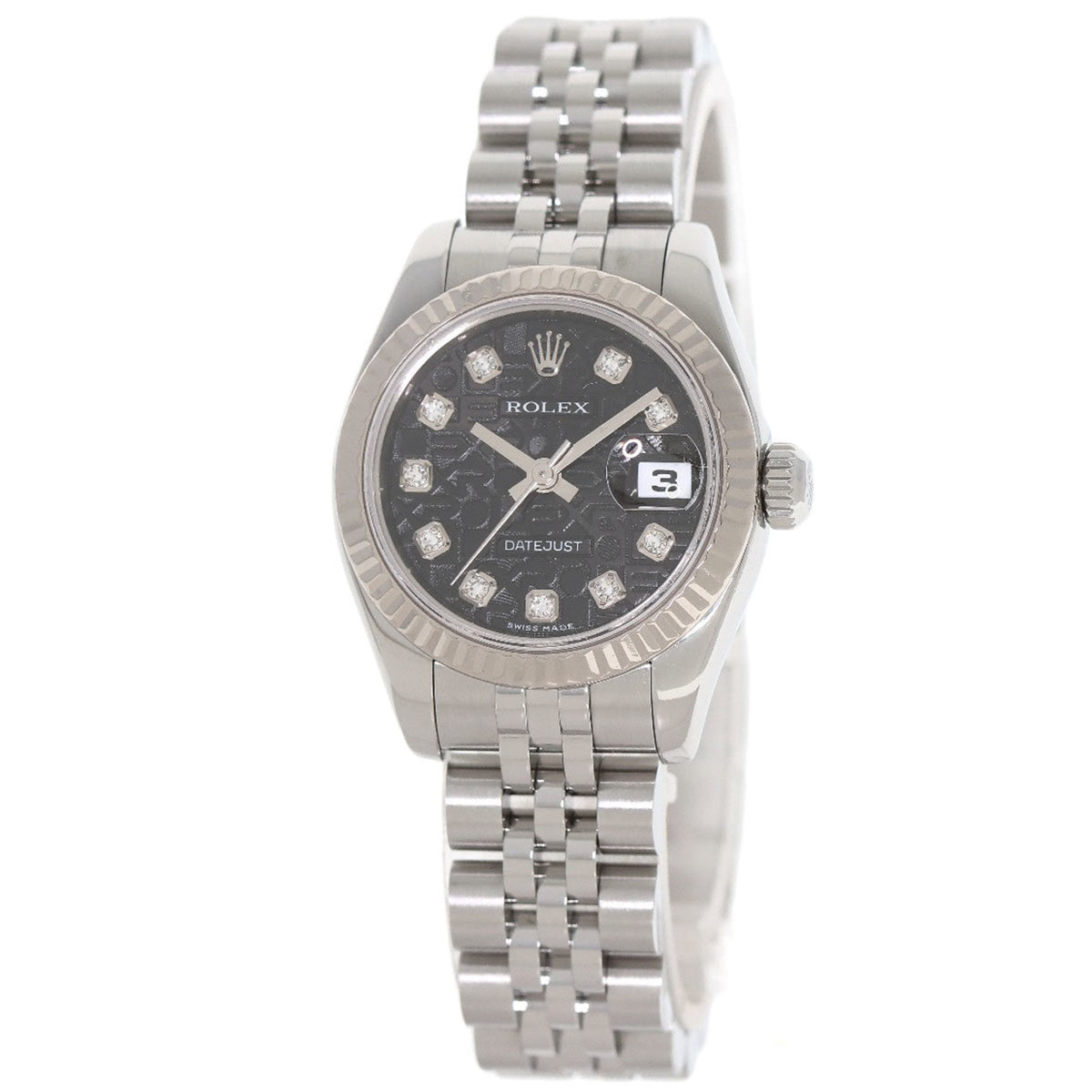 Montre Rolex d'occasion 179174G Datejust 10P en acier inoxydable SS K18WG pour femme 