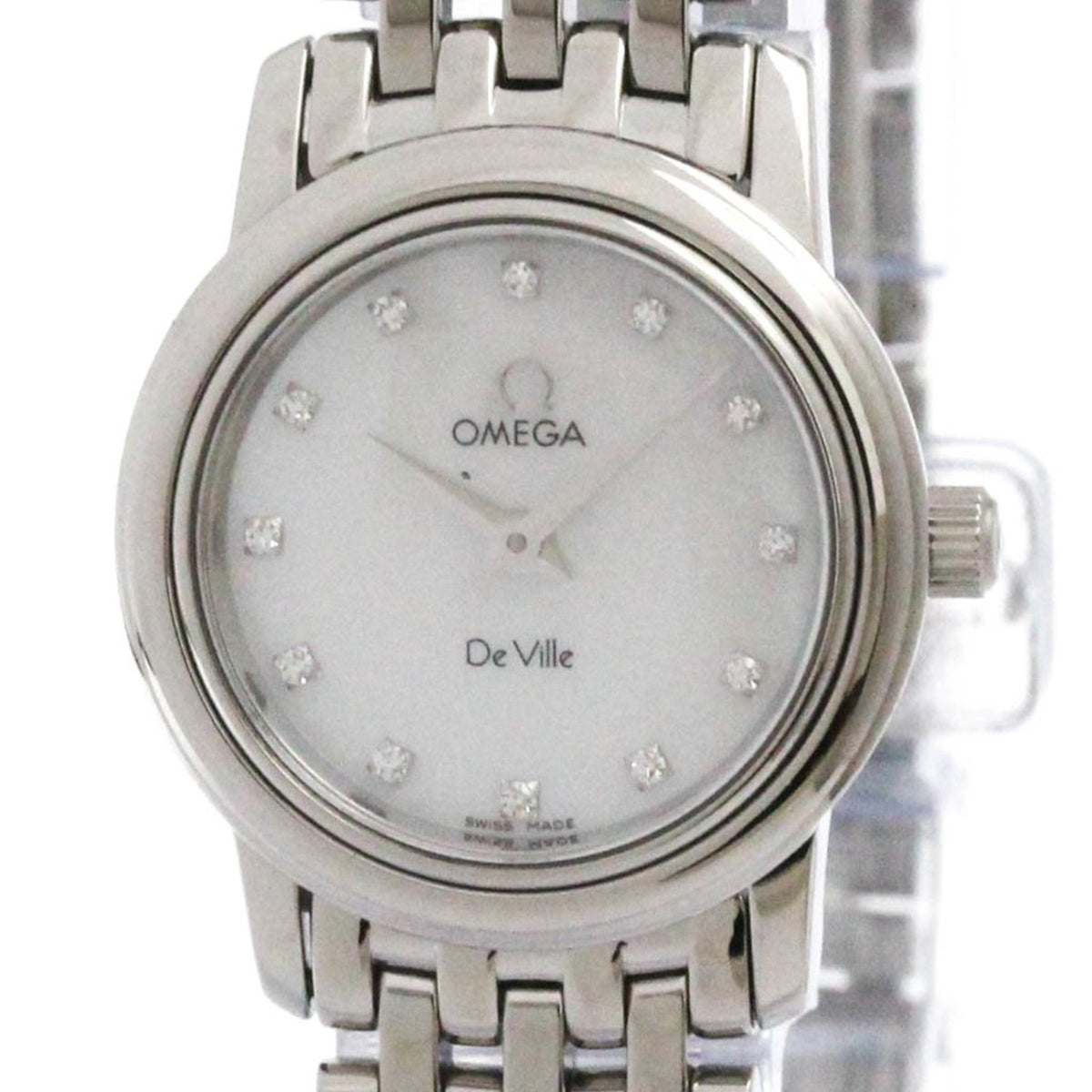 Pre-Owned OMEGA De Ville Prestige Diamond MOP Steel Ladies Watch 4570.75 Polished
