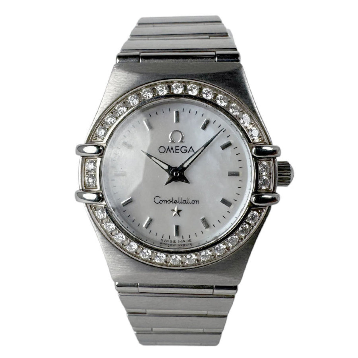 Pre-Owned OMEGA Constellation Watch Stainless Steel Bezel Diamond Silver x White Ladies Quartz u0025