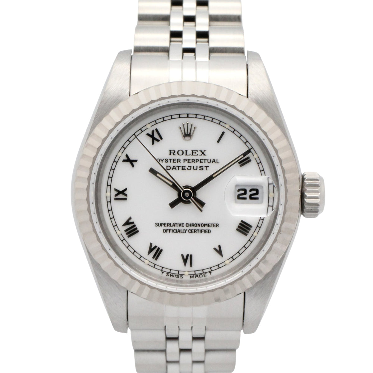 Pre-Owned Rolex Datejust T-series watch, 18K white gold (WG) stainless steel, ladies', dial, Roman numerals, 69174
