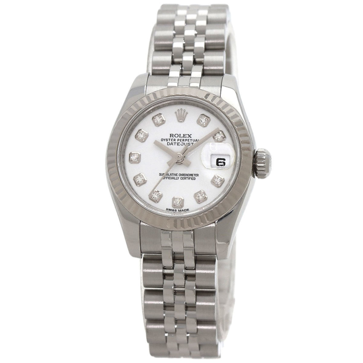 Pre-Owned Rolex 179174G Datejust 10P Diamond Watch Stainless Steel SS K18WG Ladies ROLEX