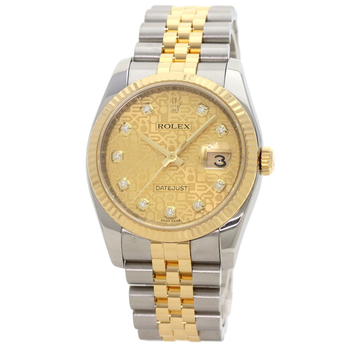 Pre-Owned Rolex 116233G Datejust 10P Diamond Watch Stainless Steel SSxK18YG Men's ROLEX