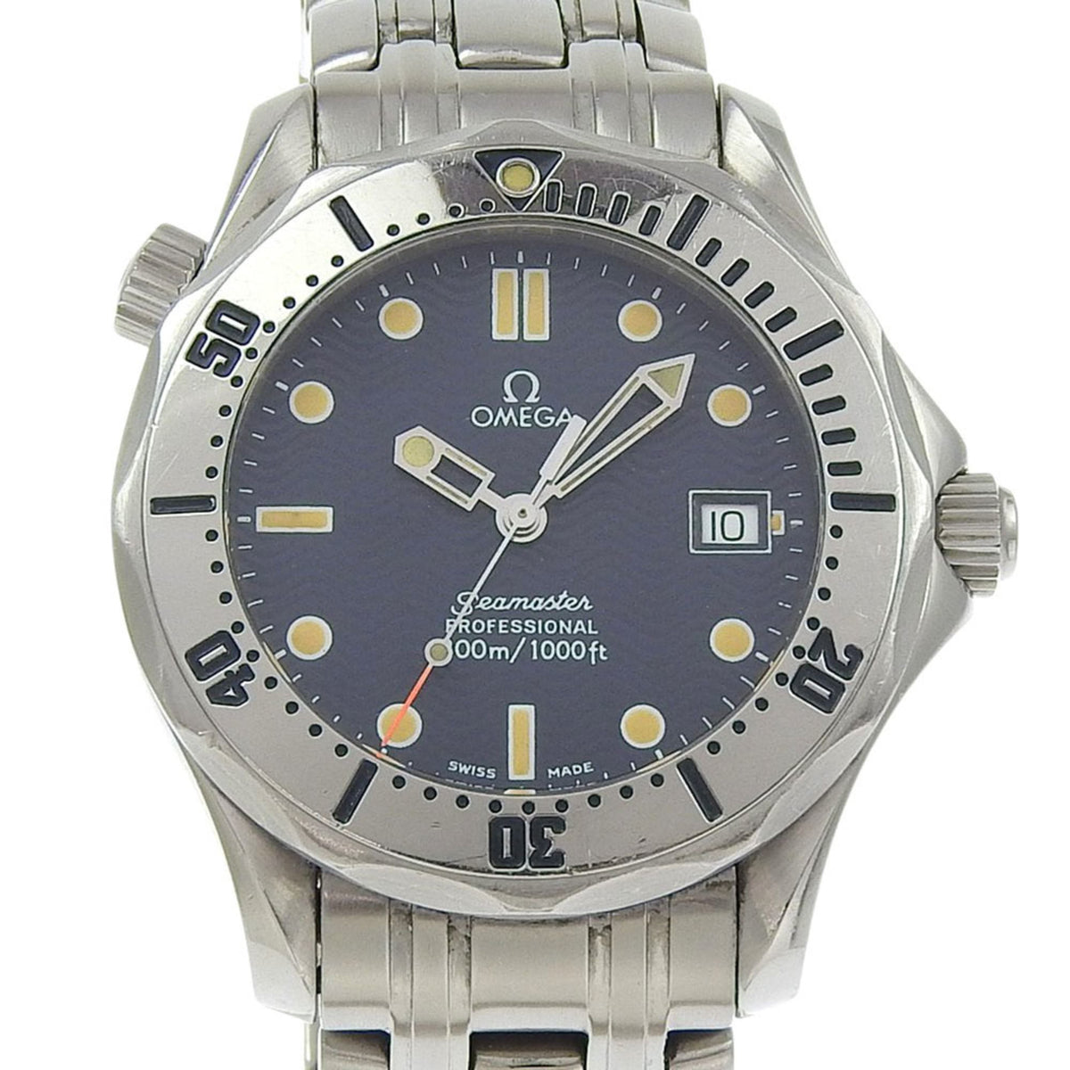 Pre-Owned OMEGA Seamaster 300M Professional Watch 2562.80 Stainless Steel 1993 Quartz Analog Display Navy Dial Boys