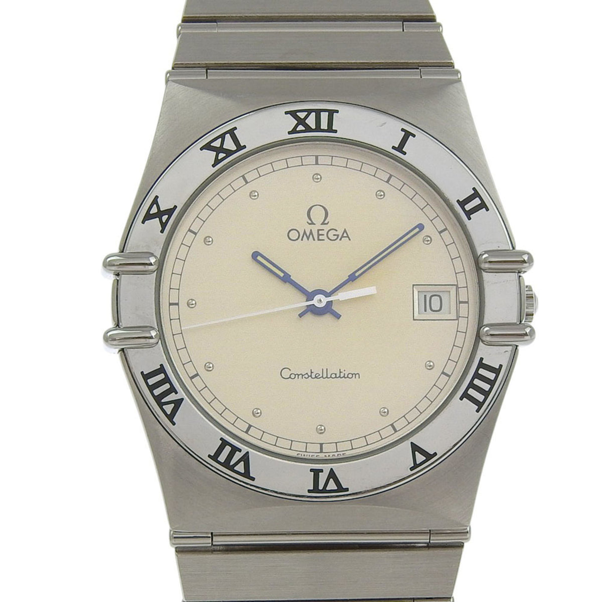 Pre-Owned OMEGA Constellation Watch, caliber 1438 396.1070, stainless steel, quartz movement, analog display, silver dial, unisex.