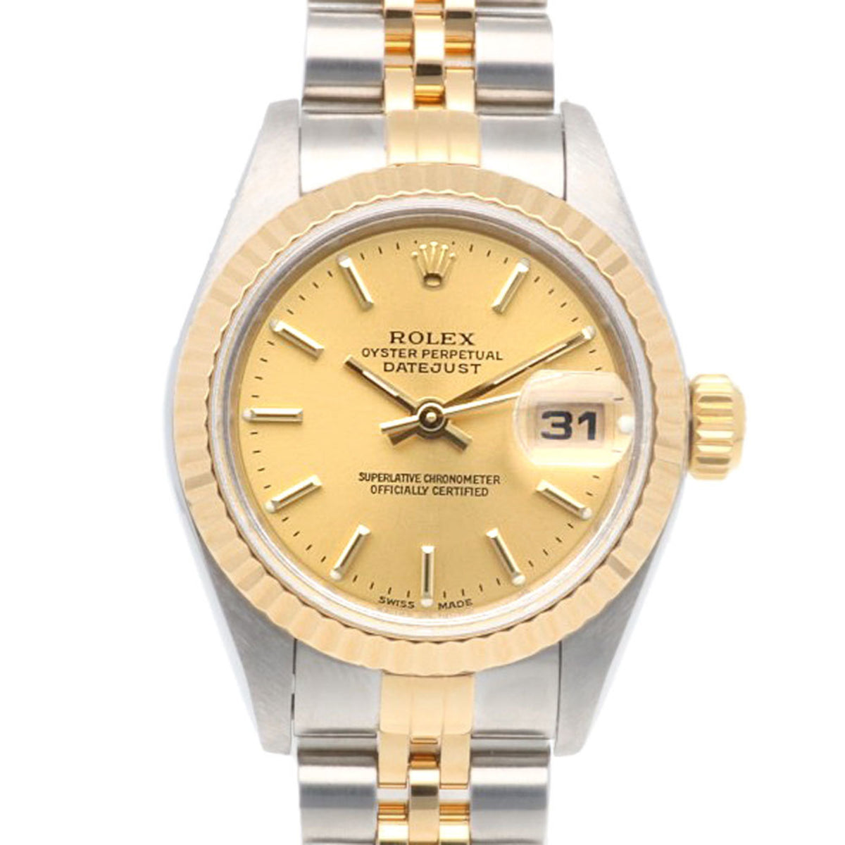 Montre Rolex Datejust Oyster Perpetual d'occasion en acier inoxydable 79173, automatique, pour femme, modèle ROLEX Y-Serial 2002, révisée 