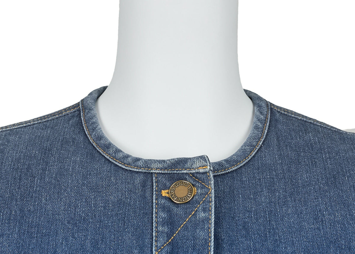 Pre-Owned Vuitton Denim Jacket, Gradient, Cotton, Blue, Silver-Tone Hardware, Pre-Owned