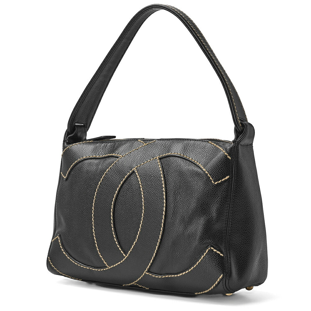 Pre-Owned Shoulder Bag, Coco Mark One, Caviar Skin, Black, Gold-Tone Hardware, Pre-Owned