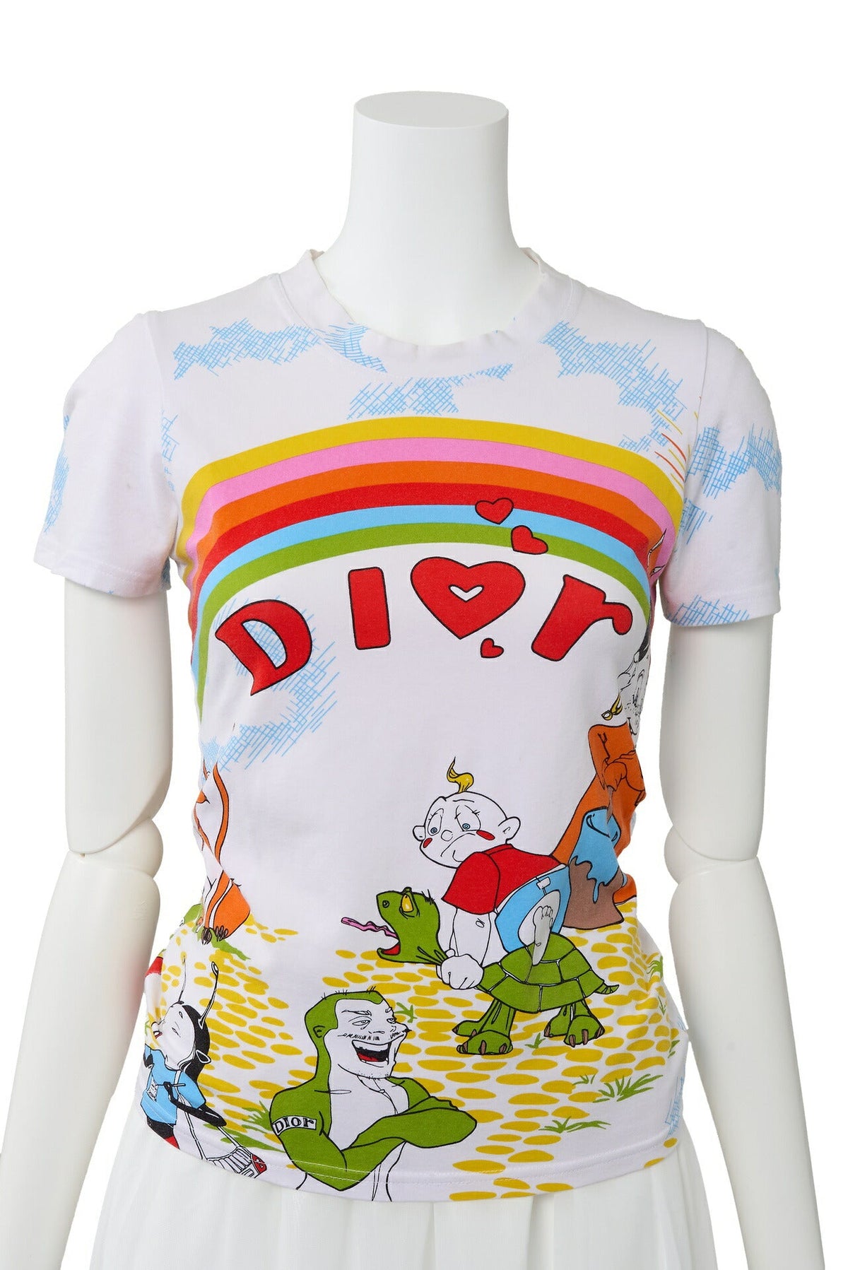 Pre-Owned T-Shirt Short Sleeve Cut-and-Sew Cotton White Multicolor Gold-Tone Hardware Pre-Owned