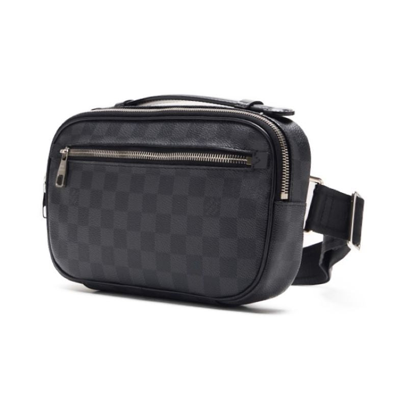 Pre-Owned Vuitton Waist Bag, Damier Graffite Ambraille, PVC, Gray, Silver-Tone Hardware, Pre-Owned