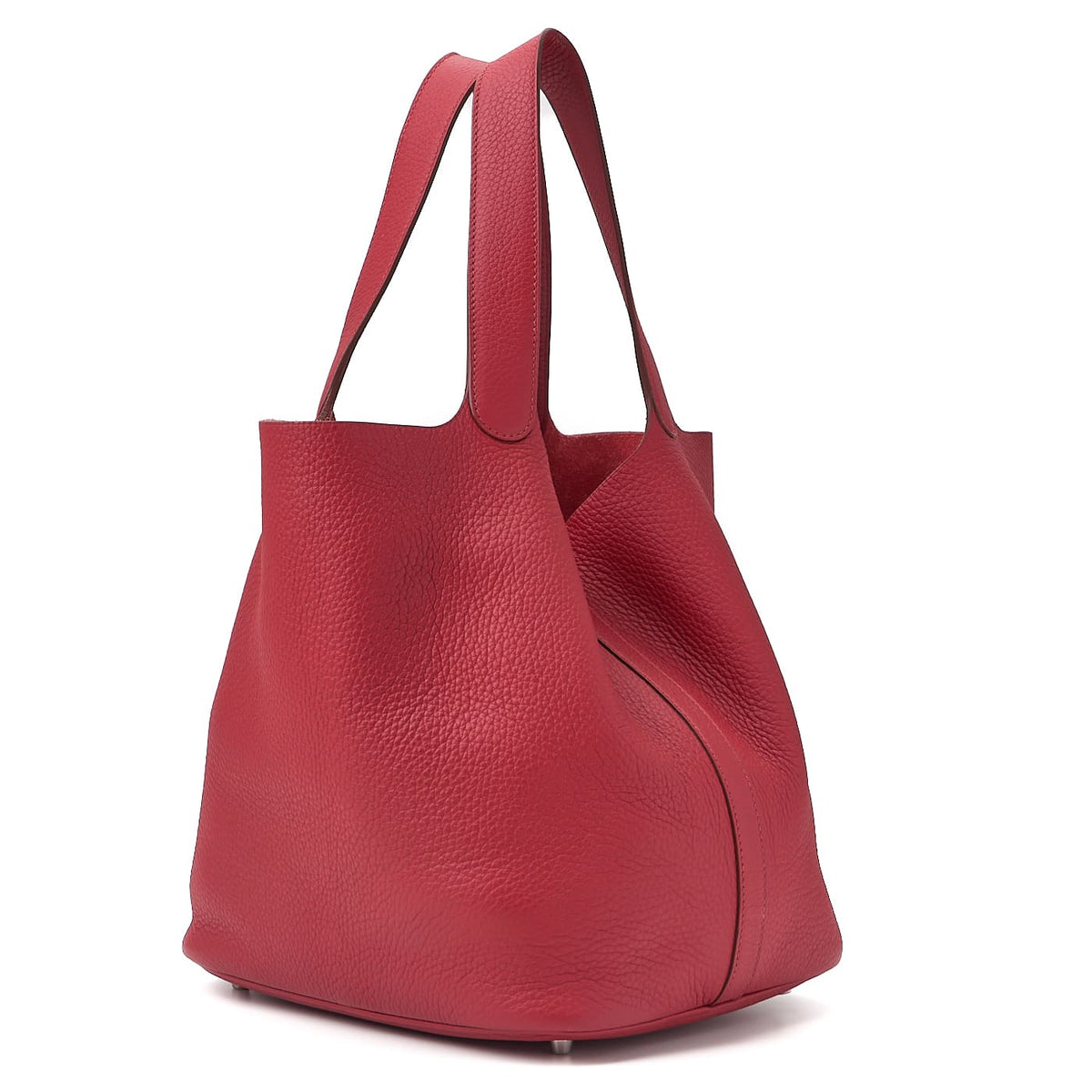 Pre-Owned Picotan Rock GM Handbag Taurillon Clemence Rouge Casaque Silver-Tone Hardware Pre-Owned