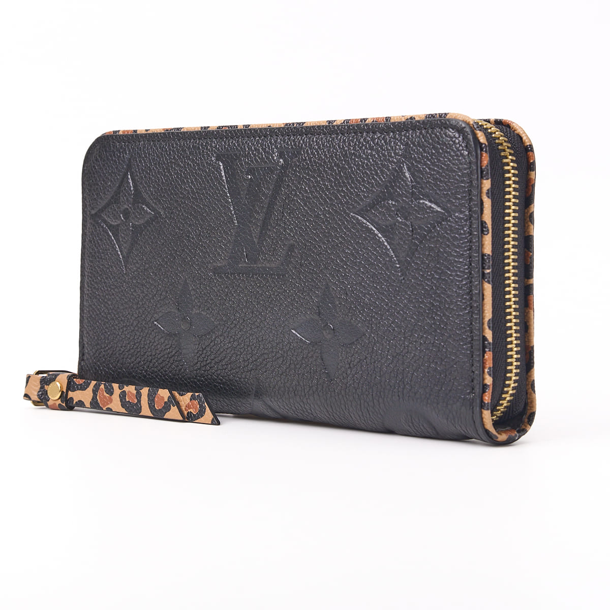 Pre-Owned Vuitton Zippy Wallet, Monogram Unplant, Leather, Black, Gold-Tone Hardware, Pre-Owned