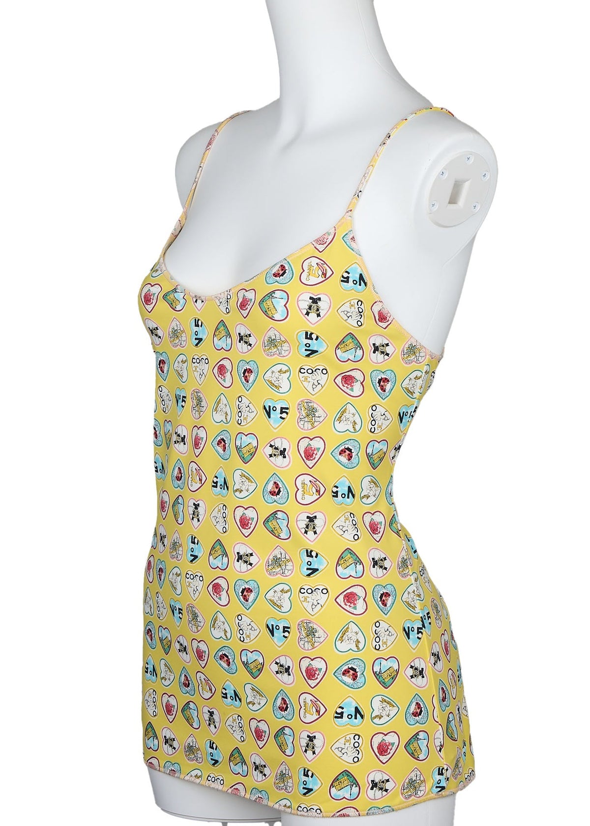 Pre-Owned Camisole Top, Sleeveless, Nylon Spandex Blend, Yellow, Silver-Tone Hardware, Pre-Owned