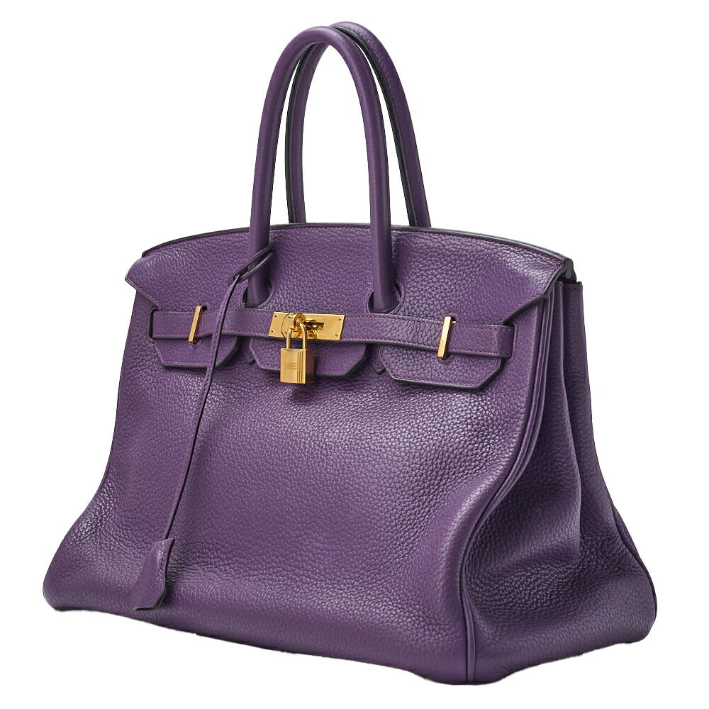 Sac à main Birkin 35 d'occasion, Tryon Clemence, Anémone, finitions dorées, d'occasion