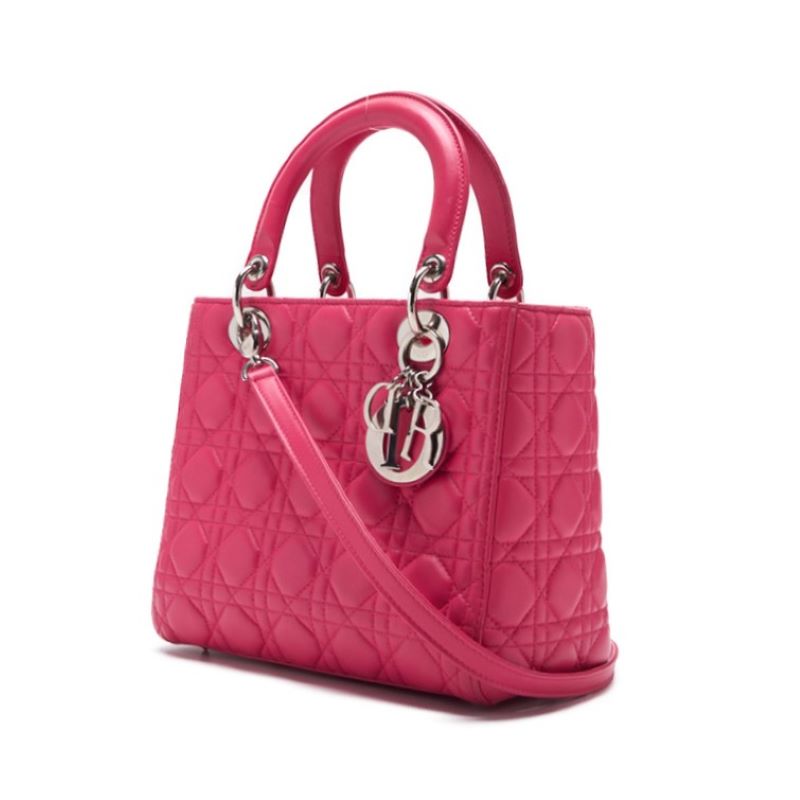 Pre-Owned Lady Cannage 2WAY Handbag Lambskin Pink Silver-Tone Hardware Pre-Owned
