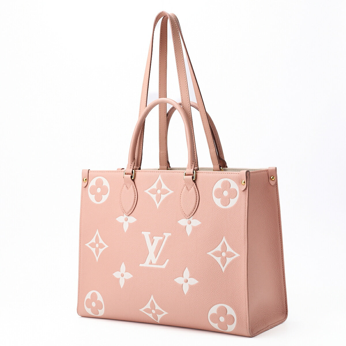 Pre-Owned Vuitton On the Go MM 2WAY Tote Bag Monogram Giant Pink Canvas Gold-Tone Hardware Pre-Owned