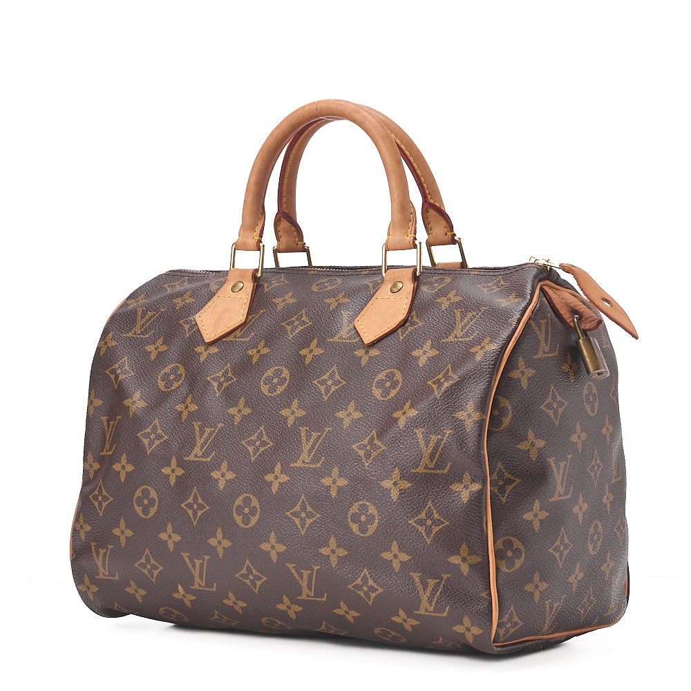 Pre-Owned VUITTON Vuitton Monogram Speedy 30 Handbag M41526 Brown Gold-Tone Hardware, Pre-Owned