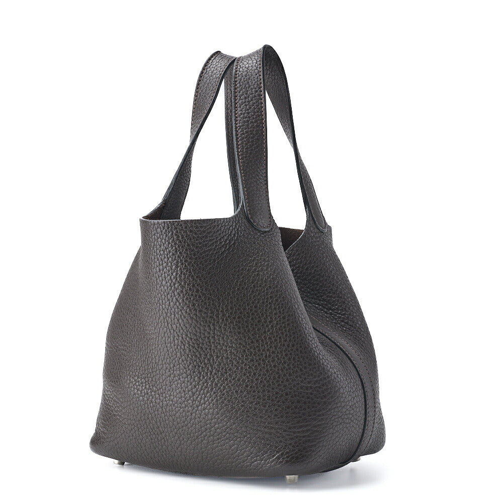 Sac à main d'occasion Picotin Lock PM Tryon Clemence Chocolat, matériel argenté, d'occasion