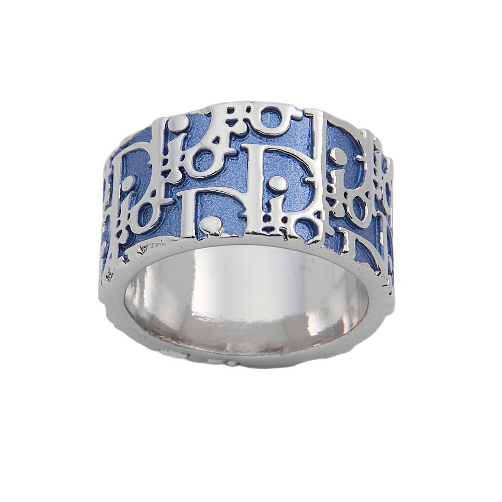 Pre-Owned Ring Trotter Oblique, Canvas, Blue, Silver-Tone Hardware, Pre-Owned