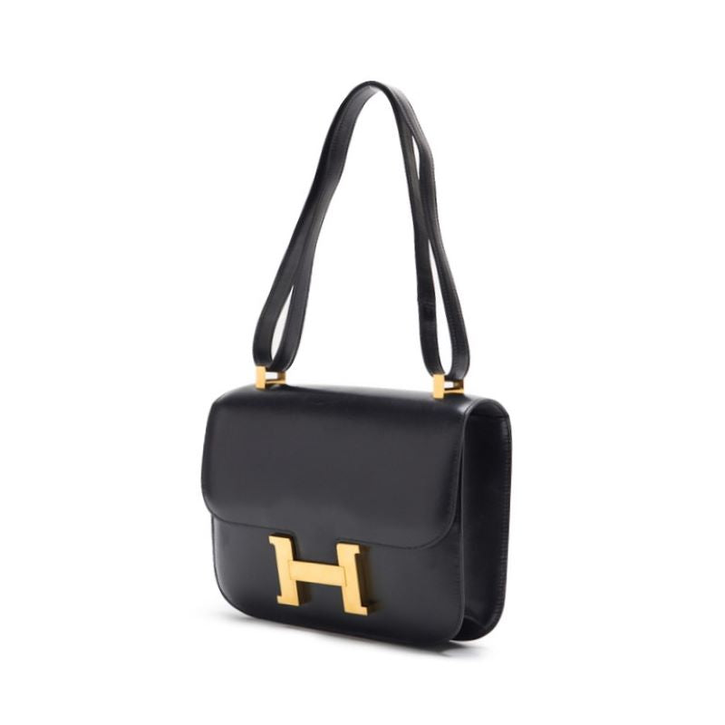 Gebrauchte Constance 23 Schultertasche, Mini-Schultertasche, Boxcalf, Schwarz, goldfarbene Hardware, gebraucht