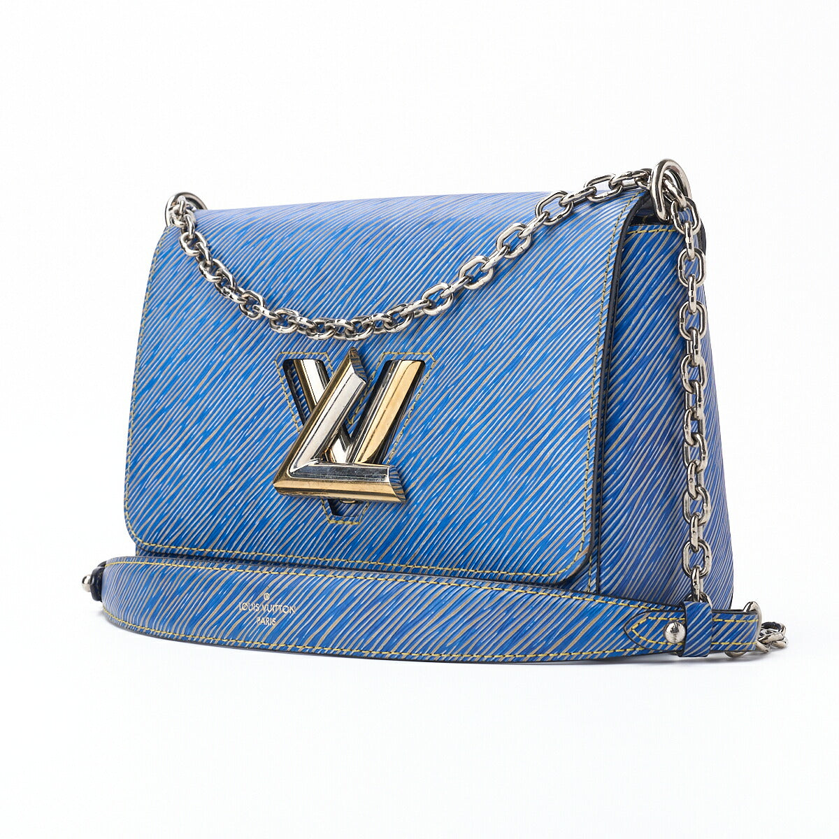 Pre-Owned Vuitton Shoulder Bag, Epi Twist MM, Chain Shoulder, Epi Leather, Denim Light, Silver-Tone Hardware, Pre-Owned
