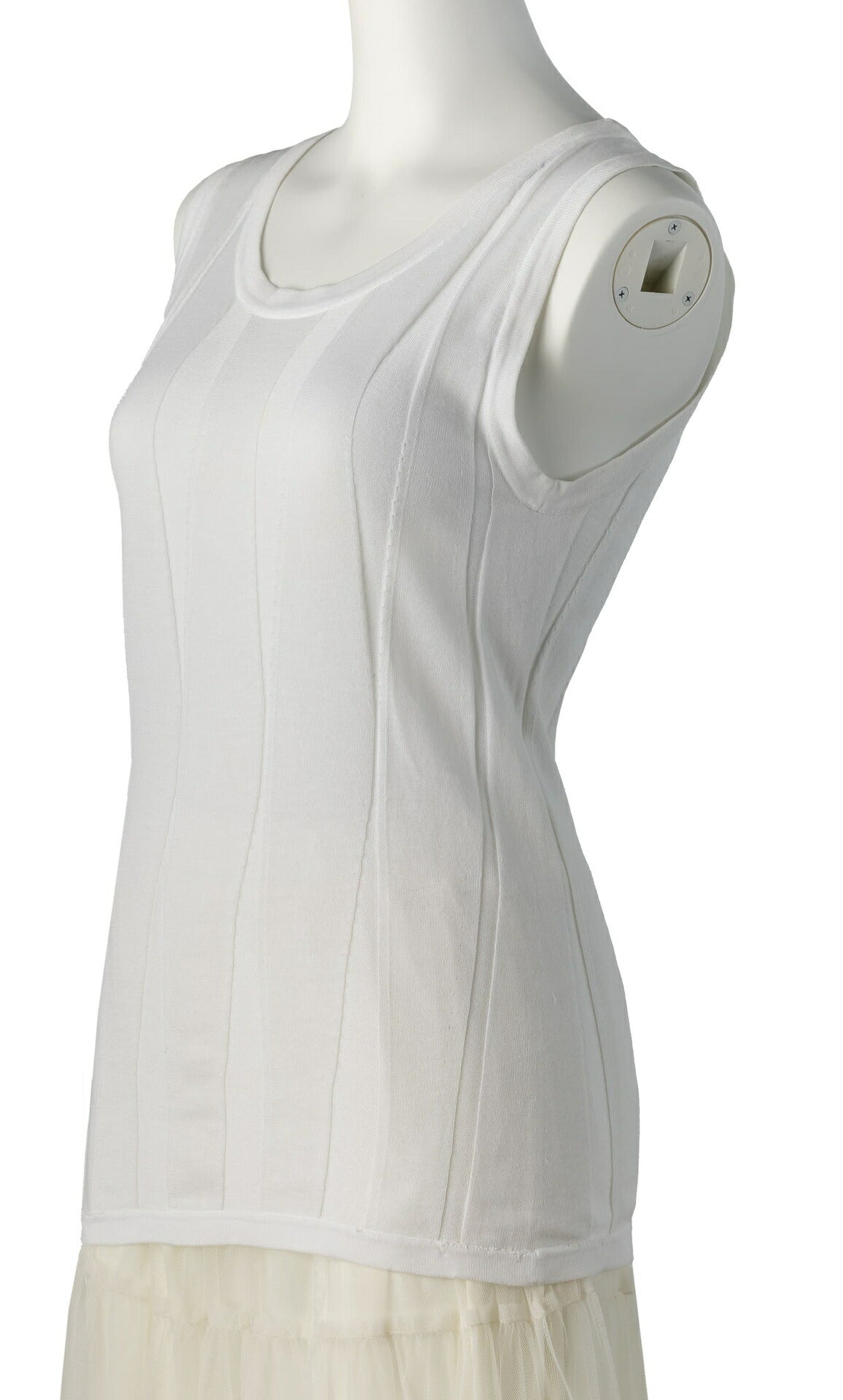 Pre-Owned Sleeveless Top, Coco Mark, Cotton, White, Pre-Owned