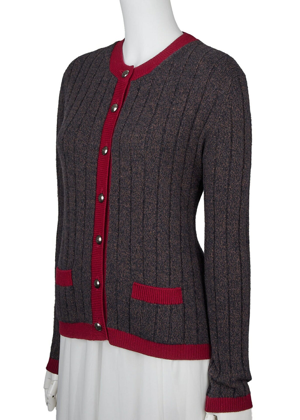 Pre-Owned Cardigan Knit, Coco Button, Cashmere, Multicolor, Gold-Tone Hardware, Pre-Owned