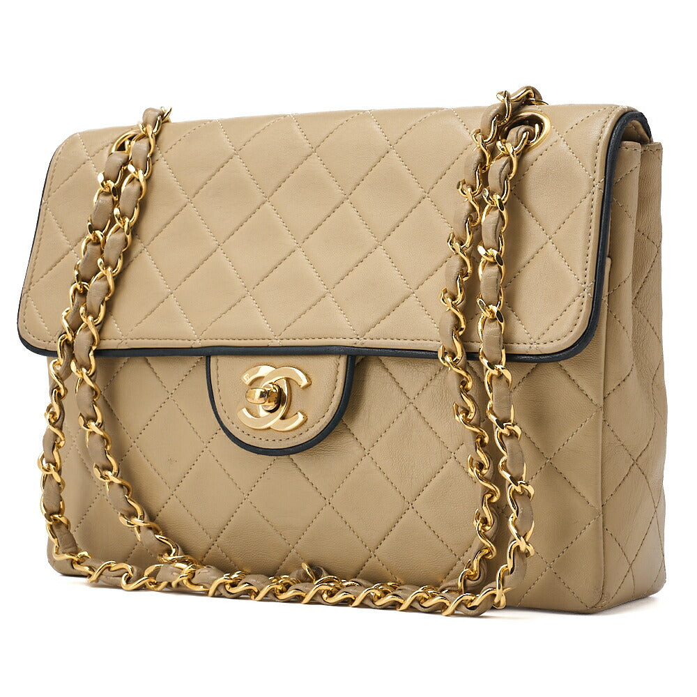 Pre-Owned Shoulder Bag, Matelasse Turn Lock, Lambskin, Beige, Gold-Tone Hardware, Pre-Owned