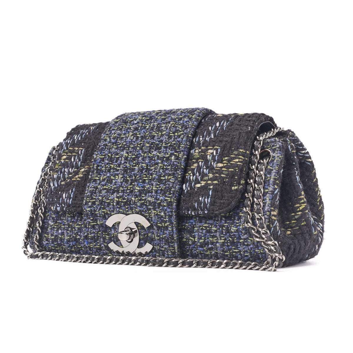 Pre-Owned Shoulder Bag, Coco Turn Lock, Tweed, Multicolor, Silver-Tone Hardware, Pre-Owned