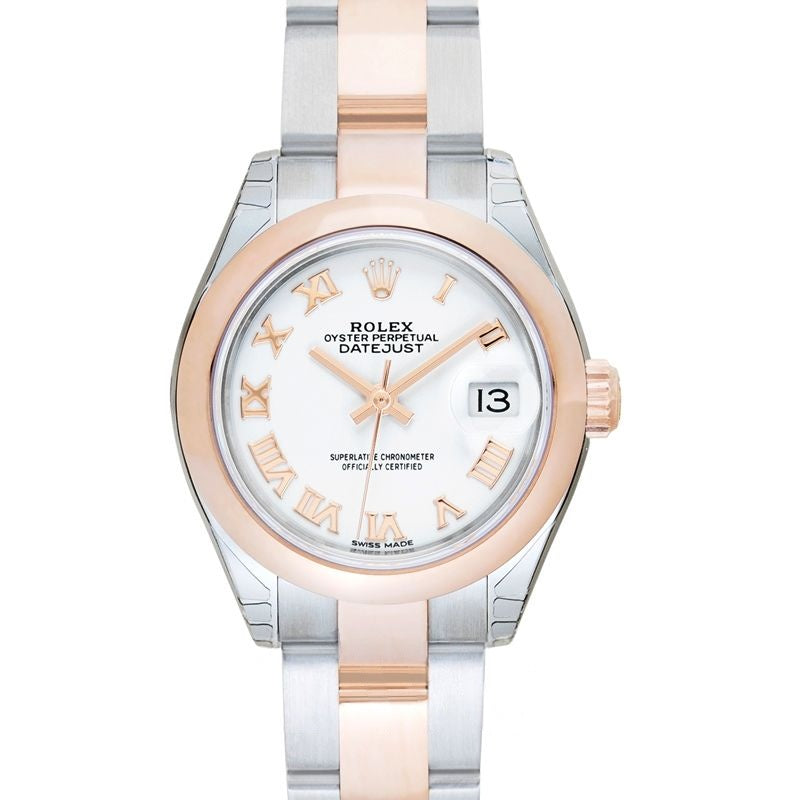 Lady Datejust 28.00 mm White Dial in Stainless Steel, Everose Gold 279161