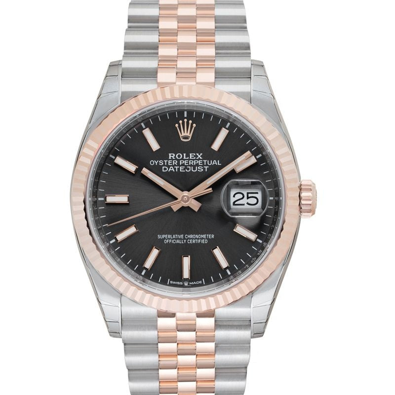 Datejust 36.00 mm Grey Dial in Stainless Steel, Everose Gold 126231-0013
