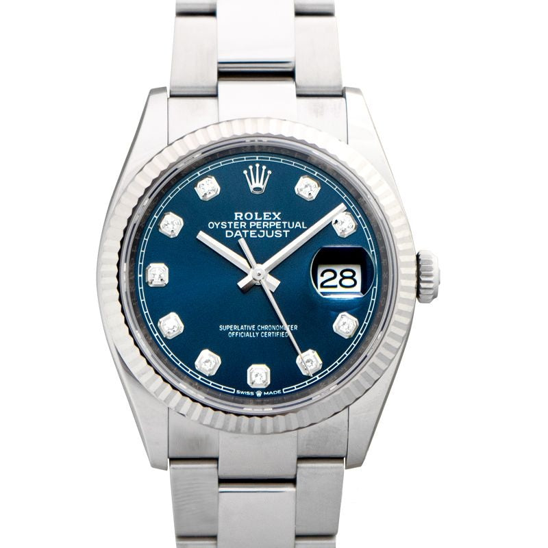 Classic watches 36 mm Blue Dial in Stainless Steel, White Gold 126234-0038