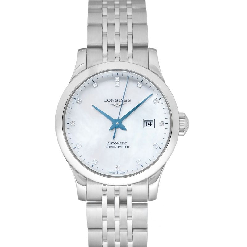 Record 30 mm White Mother of Pearl Dial in Stainless Steel L23214876