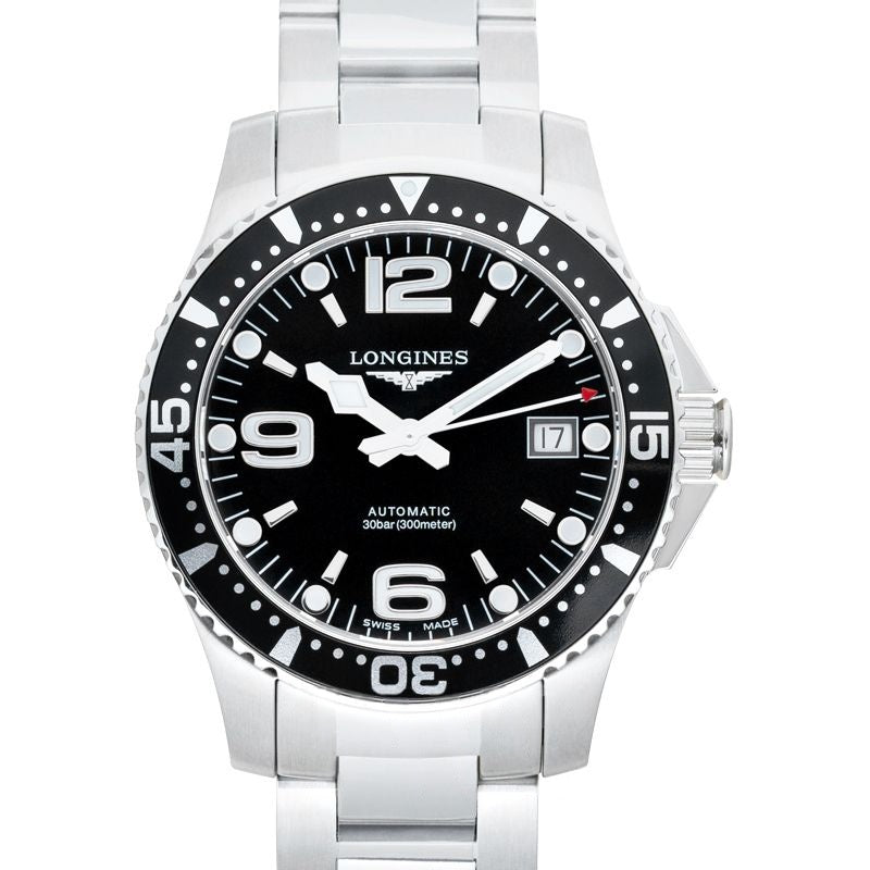 HydroConquest 39 mm Black Dial in Stainless Steel L37414566