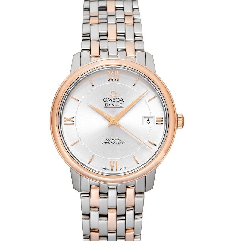 Montre De Ville 36,8 mm, cadran argenté, acier inoxydable, or rose 18 carats, 424.20.37.20.02.002