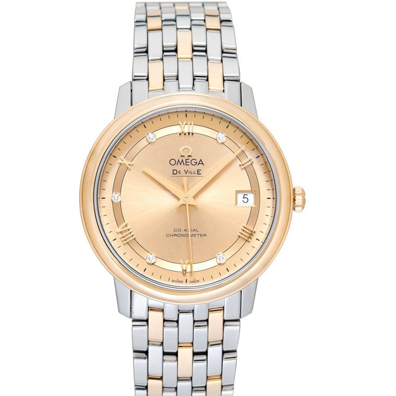 Montre De Ville 36,8 mm, cadran champagne, acier inoxydable, or jaune 18 carats, 424.20.37.20.58.002