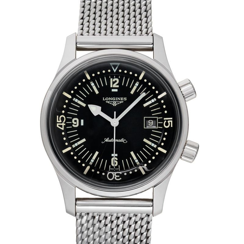 Longines Heritage 42mm Black Dial in Stainless Steel L37744506